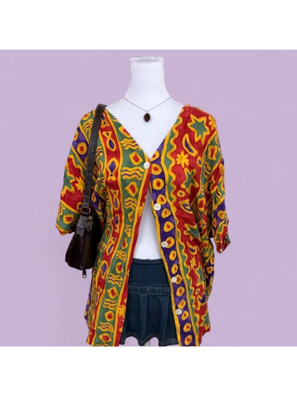 90s striped plus size boho shirt